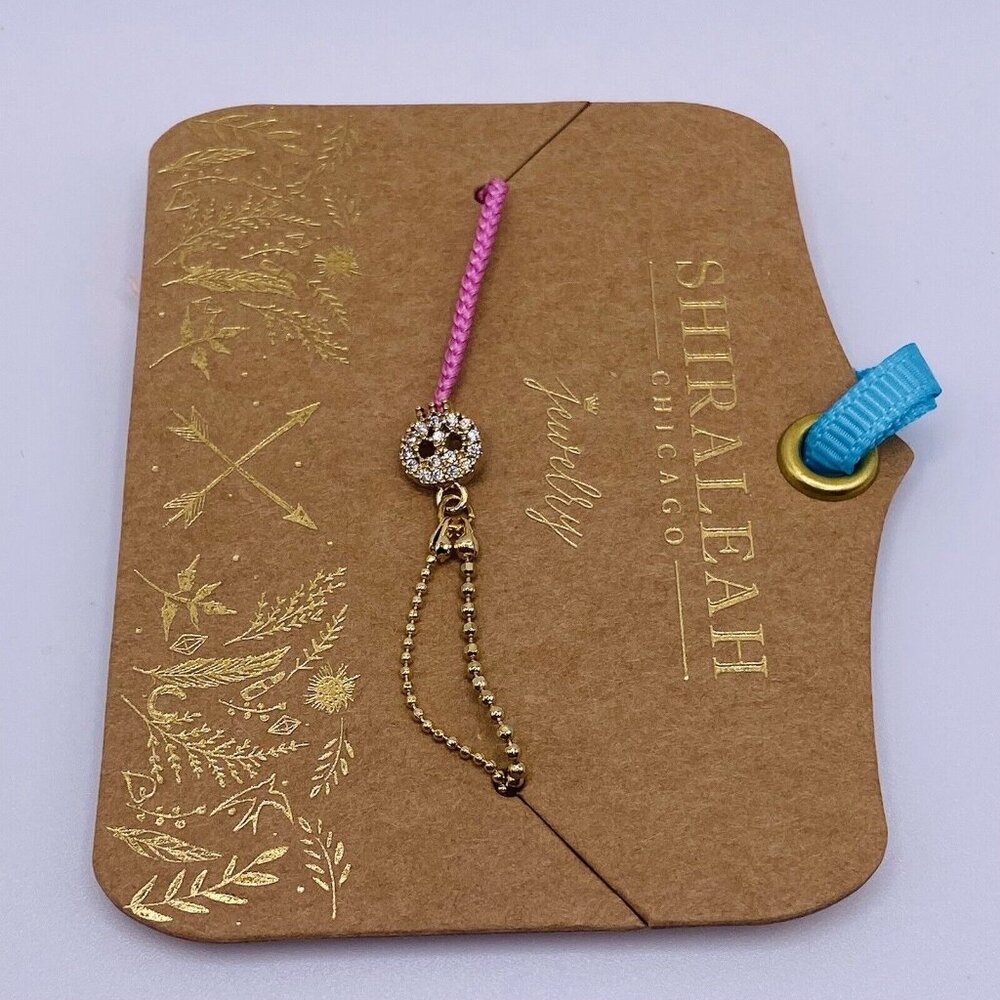 Anthropologie Shiraleah Bracelet Crystal Fringe Mala Pink Chain Feminine String - Picture 3 of 5